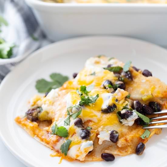 Layered Black Bean Enchiladas
