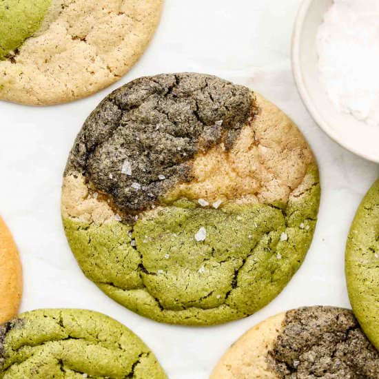 marbled matcha black sesame cookies