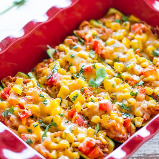 Chicken Enchilada Zucchini Boats