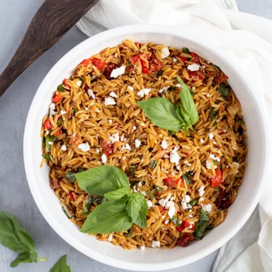 Orzo with Sun-Dried Tomatoes & Feta