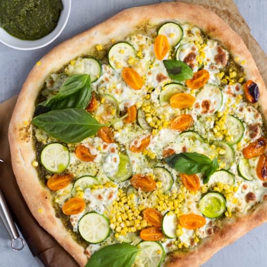 Pesto Veggie Pizza with Brie