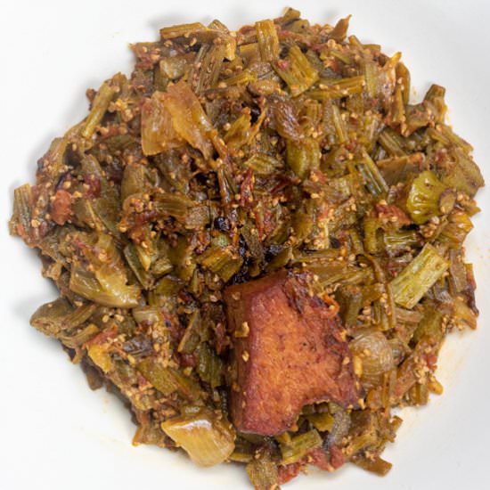 Stewed Okra with Tomatoes and Ham