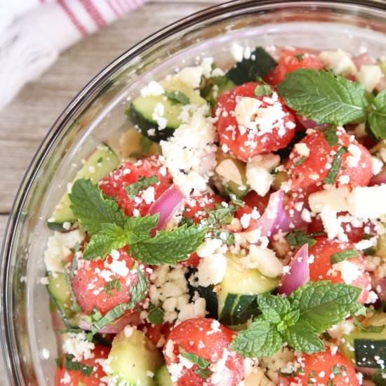 Watermelon Cucumber Feta Salad