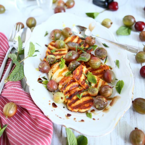 Pan-fried Halloumi w/ Gooseberries