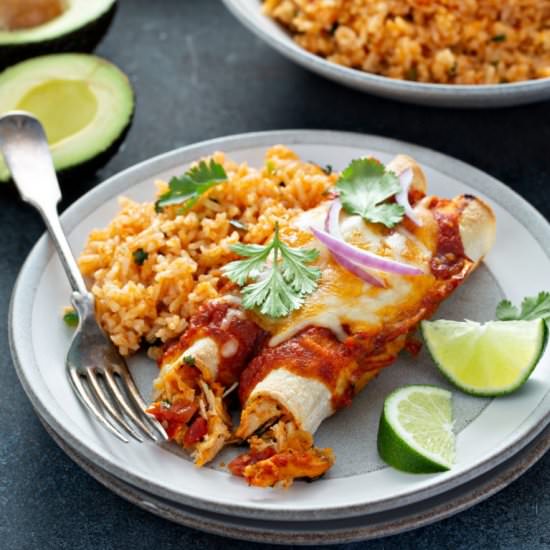 Red Chicken Enchiladas