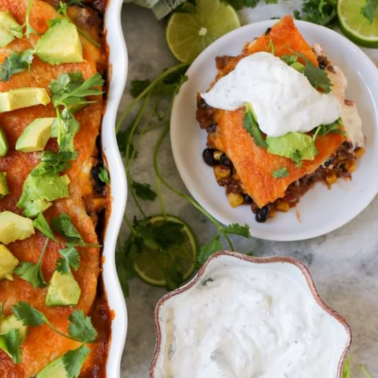 MEXICAN LASAGNA + CILANTRO LIME CRE
