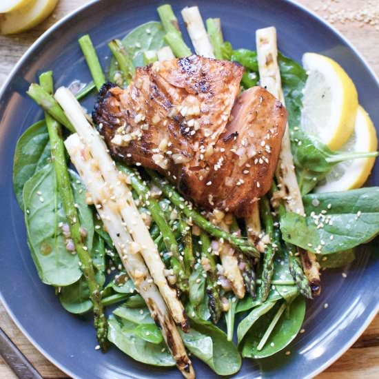 grilled asparagus & salmon salad