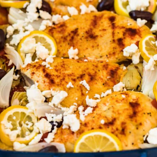 hummus crusted greek chicken!