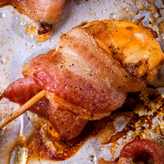 Bacon-wrapped shrimp