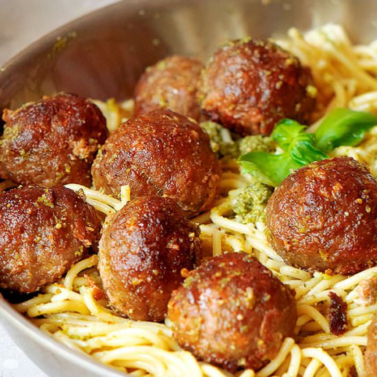 Baked Pesto Meatballs