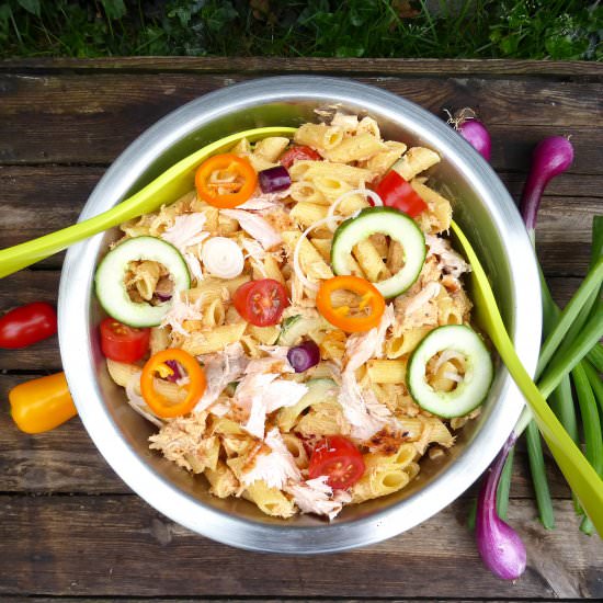 Lighter Salmon Pasta Salad