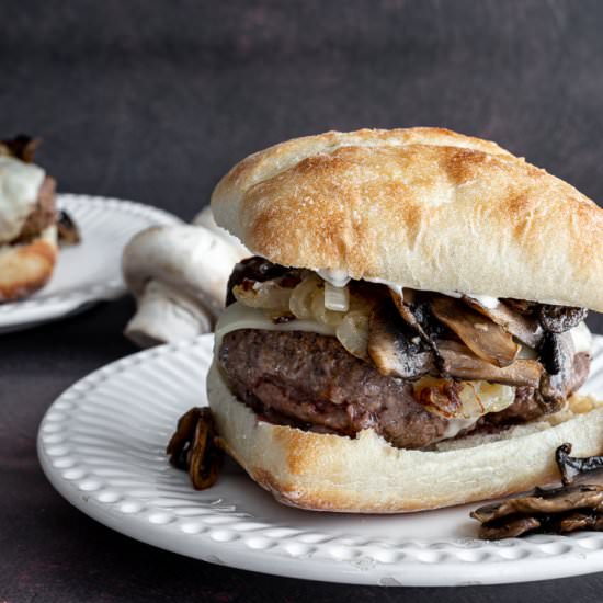Mushroom Burgers with swiss