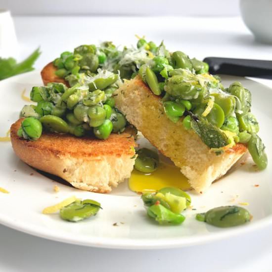 broad bean bruschetta
