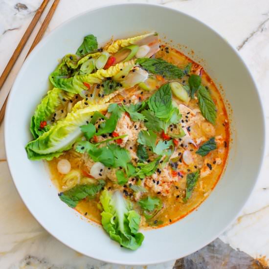 Tom Yum Egg Drop Soup