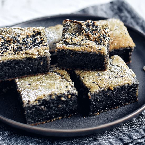 Black Sesame Mochi Cake