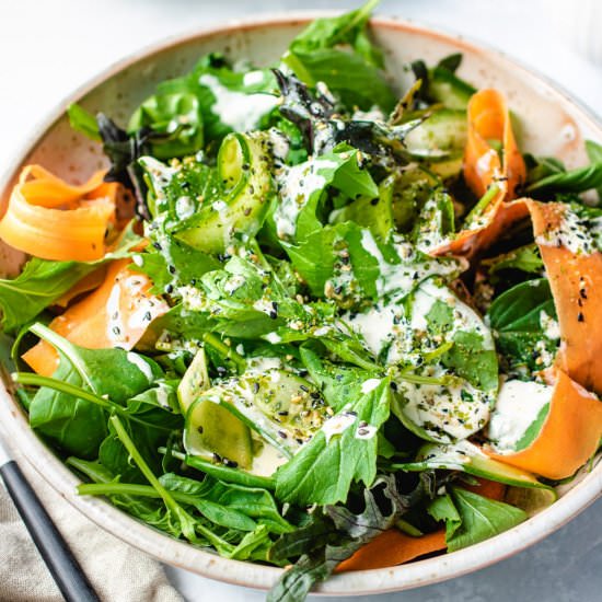 Asian Spicy Greens Tatsoi Salad