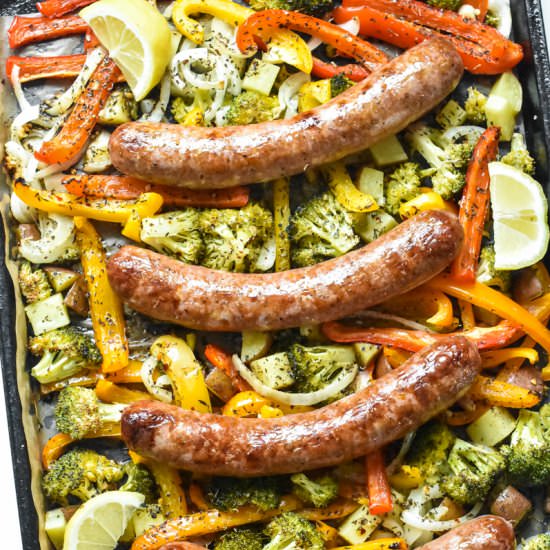 Sheet Pan Sausage and Peppers