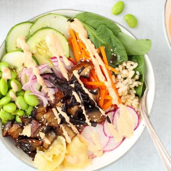 Vegan portobello Poke bowl