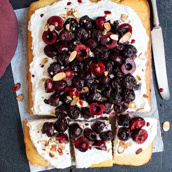 Roasted cherry almond cake