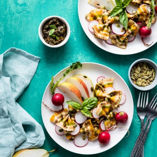 Pear Radish Basil Pesto Pasta Salad