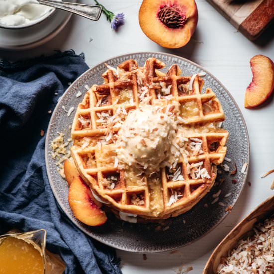 Passion Fruit and Peach Waffles