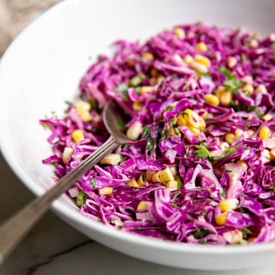 Healthy Red Cabbage & Corn Coleslaw