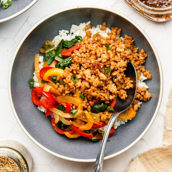 korean bbq tempeh beef bowls