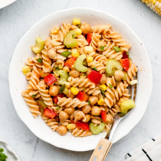 Creamy BBQ Pasta Salad + Chickpeas