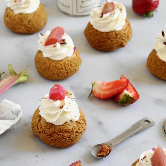 rhubarb rose cream puffs
