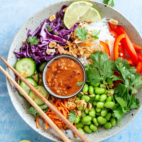 Rice Noodle Salad w/ Peanut Sauce