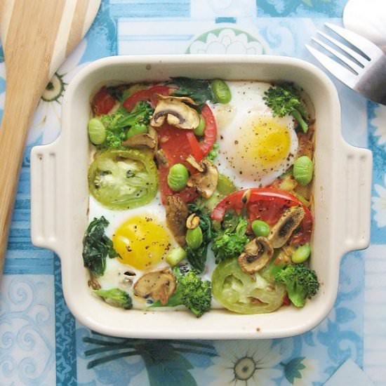 Oven-“Poached” Shakshouka Bake Eggs