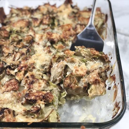 Potato and Brussels Sprouts Gratin