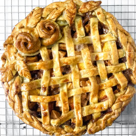 Walnut-Bottom Peach & Apple Pie