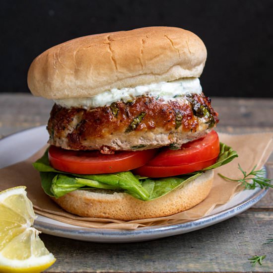 Greek turkey burger