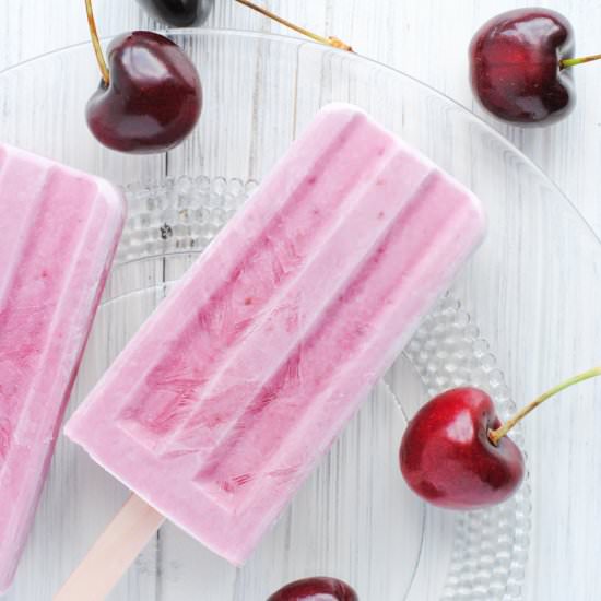 Cherry Frozen Yogurt Popsicles