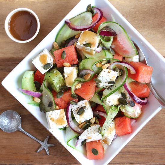 Watermelon Cucumber Feta Salad