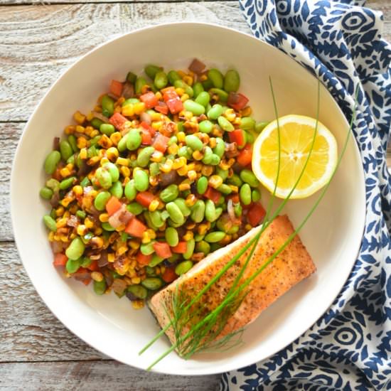 Salmon & Edamame Succotash