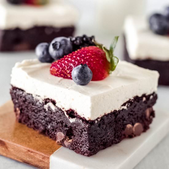 Fudgy Brownies with Whipped Topping