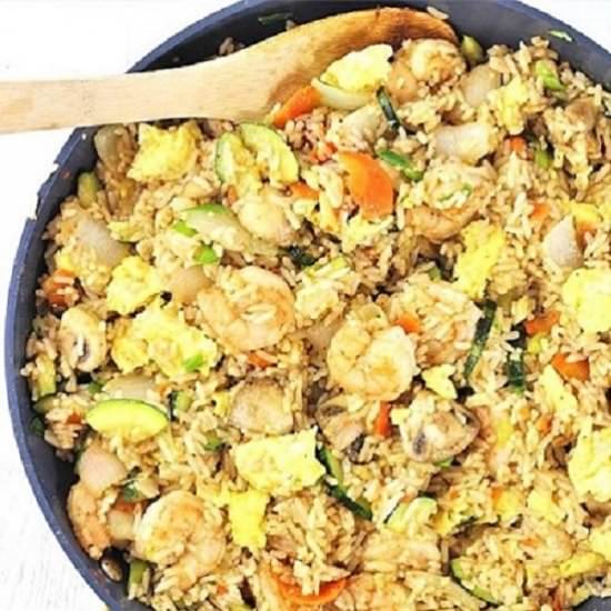 shrimp fried rice with zucchini