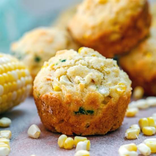 Fresh Corn Muffins with Basil