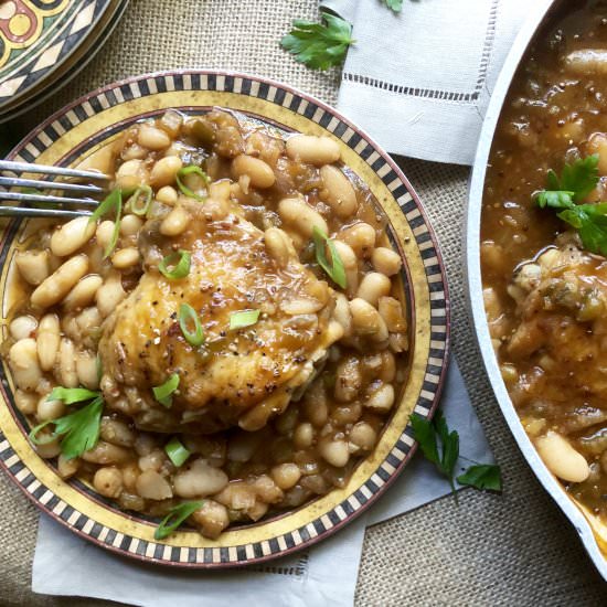 chicken thighs with barbecue beans