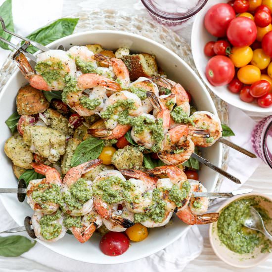 Pesto Shrimp Panzanella Salad