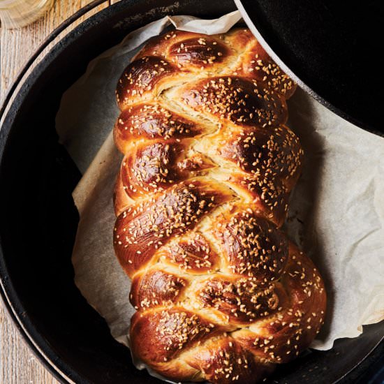 Braided Saffron Challah Bread