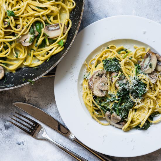 Mushroom and Spinach Spaghetti
