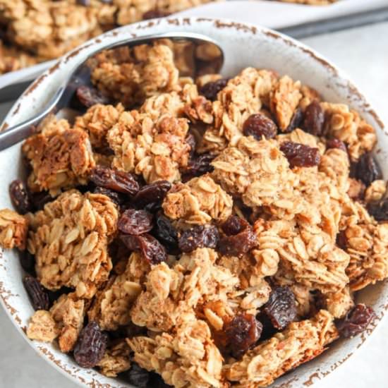 Healthy Oatmeal Raisin Granola