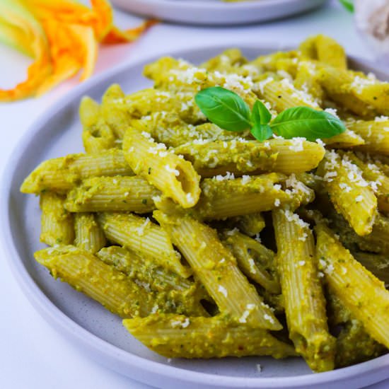 Courgette Blossom Pesto Pasta