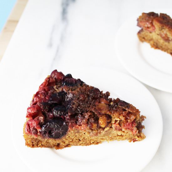 Cherry Hazelnut Upside Down Cake