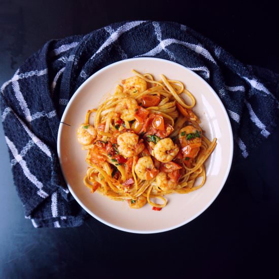 Harissa Prawn Pasta
