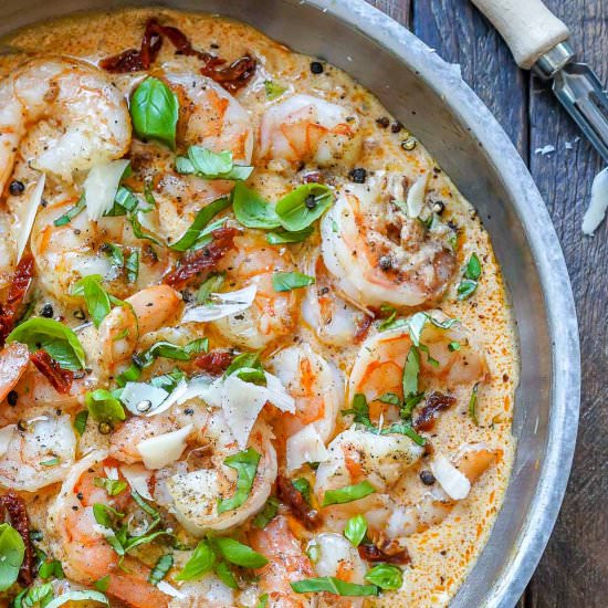 Creamy Garlic Shrimp With Parmesan
