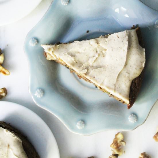 Paleo Frosted Zucchini Walnut Cake